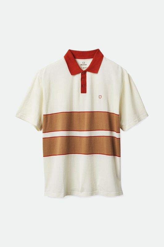 Brixton Shield Boxy S/S Polo Knit Off White-Tan