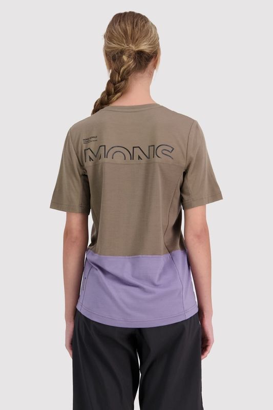 Mons Royale Womens Tarn Merino Shift Tee Walnut/Thistle 