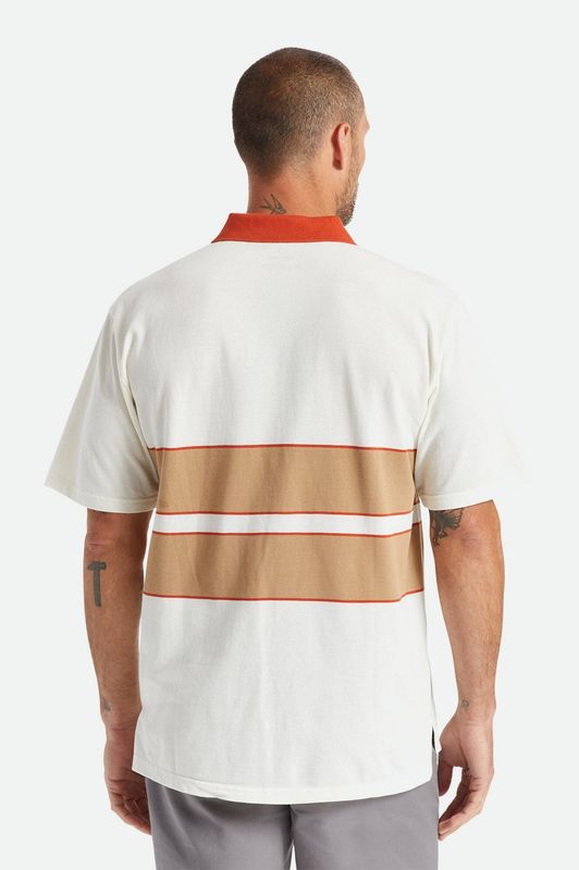 Brixton Shield Boxy S/S Polo Knit Off White-Tan