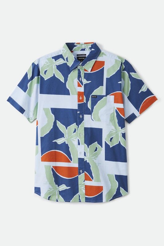 Brixton Charter Print S/S Woven Blue Fog