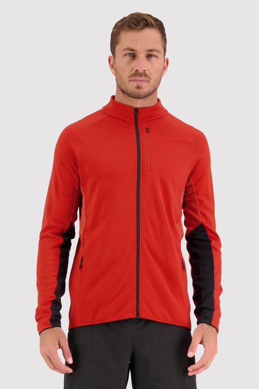 Mons Royale Mens Approach Merino Shift Fleece Jacket Retro Red